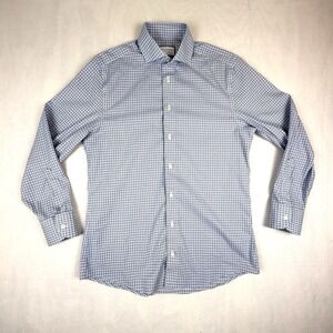 Charles Tyrwhitt Dress Shirt Mens 15 33 in Blue White Checks Slim Fit No Iron